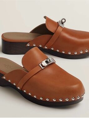 Hermes Carlotta Clogs in Cognac